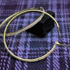 NWT Sophia Collection Gold Tone Rhinestone Hoop Earrings